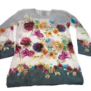 Johnny Was Floral Linden Top Tunic Boho Sz XS NWT C16219A-9
